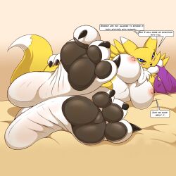 3_toes anthro anthro_only digimon feet feet_first pawpads renamon zp92