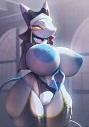 areolae breasts_bigger_than_head deltarune deltarune_chapter_5 exposed_breasts exposed_pussy fat_ass giant_breasts gigantic_breasts hourglass_figure ineffective_clothing large_breasts nipple_piercing nipples nun nun_outfit r-mk skimpy skimpy_clothes tasque_manager_(deltarune) tasque_manager_(nun) thicc wide_hips wide_thighs