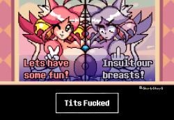 deltarune deltarune_chapter_5 double_paizuri funny mad_dummy mad_mew_mew paizuri pixel_art shorty_stories