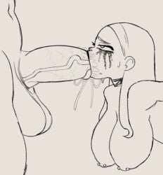 big_breasts blowjob large_penis makeup_running nipple_piercing nirami sloppy_blowjob