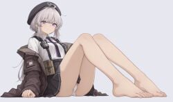 ai_generated bare_legs barefoot butt cheyanne_(girls'_frontline_2) feet girls'_frontline girls'_frontline_2:_exilium legs long_legs no_pants no_shoes panty sitting skirt_up small_breasts white_panties