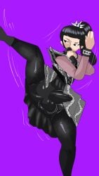 babymetal bluesky_link cock dick futa futa_focus futanari kick leg_up lifting_leg motion_lines penis penis_visible_through_clothing solo solo_futa suzuka_nakamoto thick_thighs