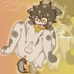 ass canine crying crying_with_eyes_open cub ears_down heterochromia humanoid oc paws penis showing_ass showing_off small_male small_penis twink
