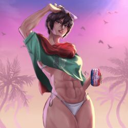 1girls abs absurd_res absurd_resolution absurdres alternate_version_available attack_on_titan bare_midriff belly big_breasts bikini black_eyes breasts brown_hair busty crop_top crossover curvaceous curvy curvy_female curvy_figure exposed_midriff eye_contact female female_focus female_only female_torso fit fit_female front_view glasses glasses_on_head grand_theft_auto grand_theft_auto_vi gta_vi_cover_girl hi_res high_resolution highres holding holding_beverage holding_object jawline large_breasts light-skinned_female light_skin looking_at_viewer looking_down looking_down_at_viewer midriff mikasa_ackerman muscular muscular_female navel pose posing pov_eye_contact reference rockstar_games sharp_jawline shingeki_no_kyojin short_hair simple_background solo solo_female solo_focus stomach sunglasses sunglasses_on_head tagme thick_thighs thighs thong thong_bikini toned toned_body toned_female torso trees underboob voluptuous voluptuous_female