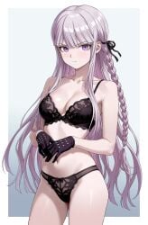 1girls big_breasts bra danganronpa danganronpa:_trigger_happy_havoc danganronpa_(series) gloves kirigiri_kyouko large_breasts panties tagme vodka13