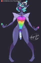 1boy alien_boy biceps big_penis blue_eyes bodysuit calamanero_(cosplay) cyan_eyes facemask femboy fit_femboy glowing glowing_eyes grey_skin leotard mega_evolution mega_malamar monster_boy octoling octoling_boy pokemon rainbow solo splatoon ten_(jtveemo) tentacle_hair tight_clothing trapgears wide_hips