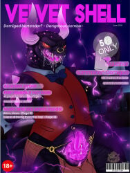 2026 3:4 absurd_res bartender ben_d_koopa benediktus_(artist) bodily_fluids bow_tie canid canine claws cover cum cum_drip cum_on_penis demigod demon demon_penis digital_drawing_(artwork) digital_media_(artwork) dripping electricity facial_piercing fog genital_fluids genitals glowing glowing_claws glowing_genitalia glowing_horn glowing_penis glowing_veins gold_(metal) gold_jewelry gold_piercing harem_clothing harem_jewelry harem_outfit hi_res horn jewelry licking licking_lips magazine_cover mammal monster monster_penis mythological_canine mythological_creature mythology navel navel_piercing nipple_piercing nipples nose_piercing penile_spines penis piercing purple_claws purple_electricity purple_penis purple_tongue purple_veins red_eyes red_sclera saliva saliva_drip saliva_on_tongue sharp_teeth smile smiling_at_viewer teeth terror_dog text tongue tongue_out triangle_pupils vein veiny_muscles veiny_penis watermark