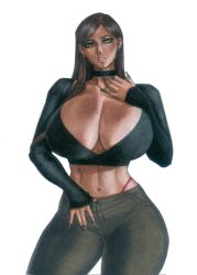 1girls big_breasts breasts choker cleavage female huge_breasts massive_breasts original original_character solo tagme_(artist) traditional_media_(artwork)