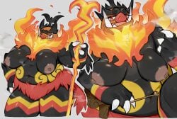 1girls 2026 anthro areola belly big_breasts breasts eyelashes female female_anthro female_only fire fur generation_9_pokemon hi_res looking_at_viewer mammal mega_emboar mega_evolution mofuaki nintendo nipples nude orange_body overweight pokemon pokemon_(species) pokemon_legends_z-a simple_background smiling smiling_at_viewer smoking_pipe solo suine tusks white_sclera