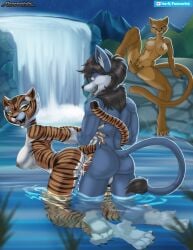 absurd_res anthro disney dreamworks female female_abs fureverick furry group hi_res hybrid kung_fu_panda male master_tigress nala nipples pussy the_lion_king trio