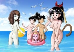 10s 5girls ball beachball bird black_eyes black_hair blue_eyes blush breasts brown_hair colored_skin completely_nude completely_nude_female dragon_ball dragon_ball_heroes earrings eyewear_on_head forte_(dragon_ball) innertube jewelry karoine medium_breasts multiple_girls nico_(dragon_ball) nimu_(dragon_ball) note_(dragon_ball) ocean orange_hair pink_skin ponytail saiyan seagull small_breasts sunglasses swim_ring tail undressher.app v viola_(dragon_ball) wairu_(dragon_ball_heroes) white_skin