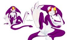 anthro big_feet billsabouman demon feet foot_fetish foot_focus hi_res hindpaw huge_feet hyper hyper_feet imp jester male paws sitting smile solo spread_legs spreading xsad_manx xsad_manx(artist)