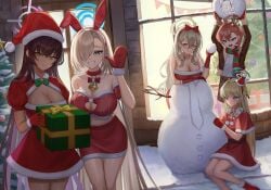 akane_(blue_archive) asuna_(blue_archive) christmas christmas_outfit karin_(blue_archive) neru_(blue_archive) toki_(blue_archive)