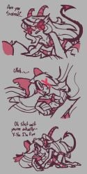 aboredsnek angel angel_girl blush charlie_morningstar_(hazbin_hotel) comic demon demon_girl demon_horns demon_tail hazbin_hotel humor lesbian long_hair puppy_eyes red_eyes ribbon vaggie_(hazbin_hotel) wholesome