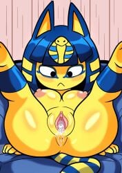 1girls 2024 alternate_version_available animal_crossing ankha ankha_(animal_crossing) anklet anthro anus black_eyes blue_hair blush breasts cum cum_in_ass cum_in_pussy female female_only furry_funnychan genitals hair lying nintendo nipples nude nude_anthro nude_female on_side paws pink_nipples presenting presenting_pussy pussy short_hair simple_background solo solo_female tail thick_thighs wide_hips yellow_body yellow_fur