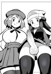 1futa 1girls ai_generated dawn_(pokemon) futanari huge_ass huge_breasts huge_cock pokemon serena_(pokemon) smiling tagme thedawn_hikari thick_thighs