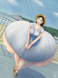 1girls ass_bigger_than_body ass_bigger_than_breasts ass_bigger_than_head ass_body big_breasts colossal_ass dress enormous_ass fat fat_ass fat_legs fat_thighs female giant_ass gigantic_ass goodnotgreat growth_academy hat huge_ass hyper hyper_ass long_hair massive_ass meat_wall_(body_type) shiori_matsumoto smile straw_hat thick_thighs underass