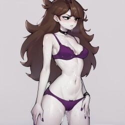 ai_generated blush cum cum_on_body cum_on_breasts cum_on_face jaiden jaiden_animations nail_polish purple_nail_polish purple_nails purple_underwear uncensored underwear