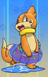 balls buizel fur furry furry_only genitals hi_res lkiws looking_at_viewer male male_only nintendo nude open_mouth orange_body penis pokémon_(species) pokemon solo tail video_games water