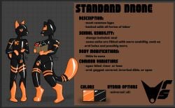 absurd_res blind bondage canid canine canis cross disability doll domestic_dog drone fox hi_res latex mammal model_sheet null null_bulge oral orange permanent rubbersolutions sheet_(disambiguation) shiny_(disambiguation) slave stripes tail