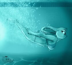 1girls bikini disney dive female judy_hopps pool solo swimming the-blub-meister underwater zootopia