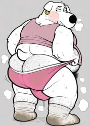 ai_generated ass canine chubby family_guy hairy jasper_(family_guy) socks tank_top underwear