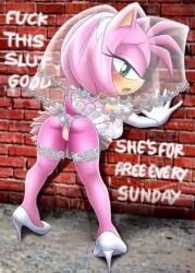 1girls against_wall ai_animation ai_generated amy_rose animated anthro ass bbmbbf bent_over brick_wall female free_use furry hedgehog heels high_heels lingerie looking_at_viewer looking_back mobius_unleashed mp4 no_sound palcomix panties sega shoes shorter_than_30_seconds solo sonic_(series) sonic_the_hedgehog_(series) tagme underwear vertical_video video wedding_dress wedding_lingerie wedding_veil