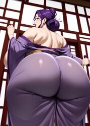 ai_generated bitch bubble_ass bubble_butt d-art_style dress dress_inside_ass female japanese japanese_clothes japanese_clothing japanese_female kimono looking_at_viewer mature_female milf older_female short_hair showing_ass showing_off showing_off_ass thick_thighs thighs