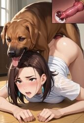 ai_generated animal_penis animal_sex ayase_momo canine canine_on_human canine_penis dandadan dog_penis knot knotted knotted_cock knotted_penis knotting primal_urges