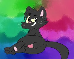 anthro ass balls digital_media_(artwork) domestic_cat felid feline felis feral genitals hi_res kipp_(kippykat) kippykat looking_at_viewer male mammal nude penis presenting simple_background solo toony