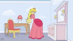 1girls animated ass butt_slap female princess_peach slue-foot_sue solo spanking_own_ass traced