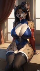 ai_generated animal_ears animal_humanoid anthro ass big_breasts cute female female_only furry furry_ass furry_breasts furry_ears furry_female furry_only furry_tail hi_res hyena hyenaloverai mammal nai_diffusion seductive stable_diffusion tagme tongue tongue_out