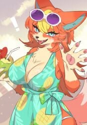 1girls animal_crossing anthro audie_(animal_crossing) belly big_breasts breasts female female_only fur nintendo shiki_2p tail