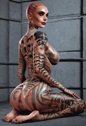 ai_generated big_breasts jack_(mass_effect) kneeling mass_effect solo_female tattoos