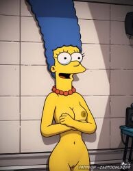 colored colored_skin covering covering_breasts marge_simpson naked naked_female shocked shocked_expression the_simpsons