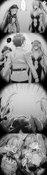 ... 1boy 2girls absurd_res anger_vein armpit artoria_pendragon_(caster) bangs beret blush bow braid breasts cape cleavage covering_mouth dress fate/grand_order fate_(series) female french_braid fujimaru_ritsuka_(male) greyscale hairbow hat heavy_breathing highres hxd imminent_sex large_breasts long_hair looking_at_viewer lying male monochrome morgan_le_fay_(fate) navel on_back pelvic_curtain ponytail pout sisters small_breasts spoken_anger_vein steamy_breath two-tone_dress wide_sleeves