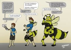 2022 antennae_(anatomy) anthro arthropod arthropod_abdomen bee blush bottomwear breast_growth breasts clothing dated dialogue english_text facial_hair female finger_fuck fingering fingering_self gender_transformation genitals goatee growth human human_to_anthro hymenopteran injection insect_wings insects machine male mammal masturbation mtf_transformation multi_arm multi_limb needle_(disambiguation) nipples penis_shrinking pussy shirt shorts signature solo species_transformation speech_bubble stinger stripes t-shirt text topwear transformation transformation_sequence vaginal_masturbation vaginal_penetration wings yafath