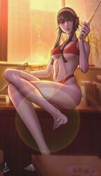 anana_art ass assassin bikini black_hair breasts female red_eyes spy_x_family stiletto_(weapon) thorn_princess yor_briar