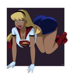 1girls 2d ass big_ass big_breasts blonde_hair blue_eyes breasts cleavage dc_comics dcau female female_only ghostlessm imminent_oral imminent_sex kara_danvers kara_zor-el kryptonian light-skinned_female on_knees oral_invitation supergirl superheroine superman:_the_animated_series superman_(series) thick_thighs tongue tongue_out