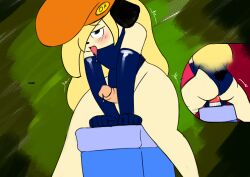 1boy anthro ass balls beanie blonde_hair butt canine cosmicsader femboy furry girly hair_over_one_eye long_gloves looking_pleasured male male_only one-piece_swimsuit parappa parappa_the_rapper parappa_the_trappa penis riding_dildo tagme thick_thighs tongue_out