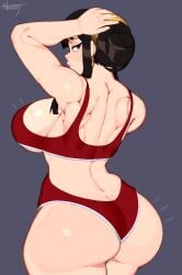 1girls absurd_res ass ass_cleavage big_ass big_breasts black_hair breasts busty butt_crack curvy fat_ass female female_only hi_res hourglass_figure huge_breasts large_ass large_breasts looking_at_viewer looking_back muscular muscular_back nezulet red_eyes sideboob solo spy_x_family thick_ass thighs yor_briar