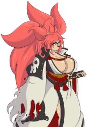 1girls baiken big_breasts breasts cleavage dewwydarts dewwydartz eye_patch fe female_only guilty_gear large_breasts red_eyes red_eyesmale solo tagme