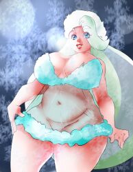 1girls alternate_breast_size big_breasts blue_eyes chubby chubby_female clothed clothing eye_visible_through_hair eyebrows_visible_through_hair huge_breasts human_female light-skinned_female light_skin lingerie long_hair looking_at_viewer mature_female melony_(pokemon) milf mostly_clothed mother plump pokemon pokemon_ss thick_thighs translucent_clothing vin4art voluptuous wide_hips