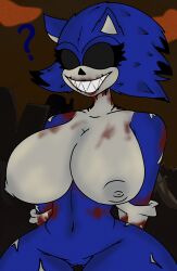 anthro black_eyes blood blood_on_face body_horror breasts chara_wantrp ear exe_(revie) female female_only friday_night_funkin friday_night_funkin_mod gloves gray_nipples large_pupils nipples remake rule_63 sega sharp_teeth sonic.exe sonic_(series) sonic_the_hedgehog sonic_the_hedgehog_(series) sonique_the_hedgehog spikes spines