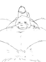 2022 96panda anthro belly big_belly blush bodily_fluids cub duo erection gay genital_fluids genitals hi_res humanoid_genitalia humanoid_penis kemono lutrine lying male mammal monochrome moobs mustelid navel overweight overweight_male penis precum sea_otter simple_background size_difference tongue tongue_out