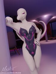 3d 3d_(artwork) anthro athletic_female bedroom_eyes blender_(software) breasts digital_media_(artwork) female genitals hand_on_hip hiddenmask18 leaning lidded_eyes narrowed_eyes nintendo pokémon_(species) pokemon pokemon_(species) pussy salazzle scalie seductive shiny_pokemon solo video_games white_body