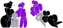 1boy 2girls anthro big_breasts black_(harvestman) blowjob breast_grab breast_in_face harvestman_here nude_female pictogirls_(harvestman) pictogram purple_(harvestman) smothering stick_figure stickman