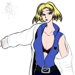 1girls blonde_hair bra breasts cigarette clothing female gainax human labcoat large_breasts light-skinned_female light_skin lipstick neon_genesis_evangelion ratprt ritsuko_akagi scientist short_hair smoking suggestive