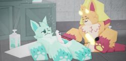 2boys 3d blue_fur brother_and_brother bullet_vibrator fashui_(kaiju_paradise) feizao_(kaiju_paradise) gay gootraxian incest kaiju_paradise orange_fur penis roblox roblox_game tagme vibrator watermarkq yaoi