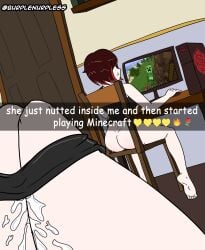 1futa ass ass_focus bottomless burplenurpless casual computer cum desktop electronics feet female futanari half-sisters human implied_futanari incest meme minecraft pale_skin panties_down pussy_juice ruby_rose rwby sisters snapchat social_media thick_thighs yang_xiao_long